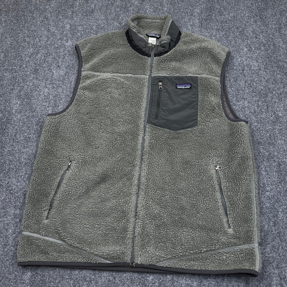 Patagonia Classic Retro-X Vest Mens XL Nickel Fleece Full Zip Windproof 23047